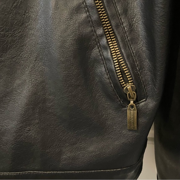 Toxic Hazard Leather Jacket Black with White Stripe Men’s Size S - Picture 4 of 6